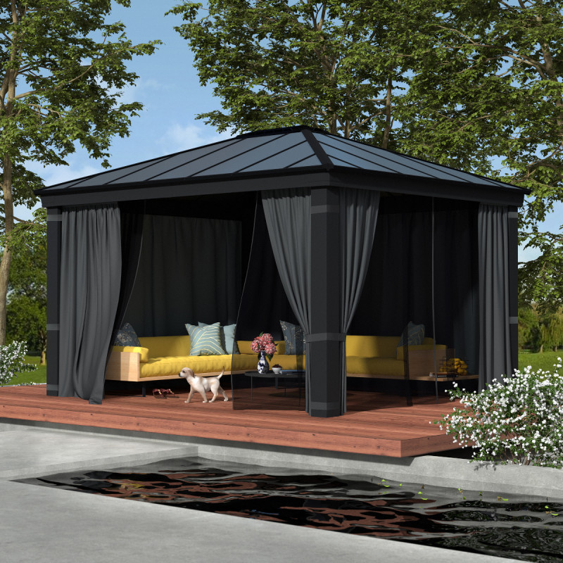 Pergola Bioclimatique Aluminium Anthracite 1080m Toit Avec Lames Ovales