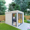 Bureau de jardin en bois massif 8,88m² - madriers 40mm traités teintés marron – Image 8