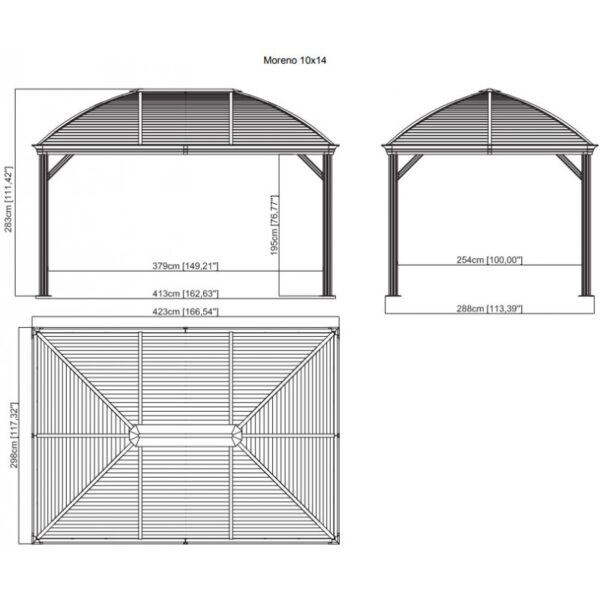 Pergola 3x4m Moreno alu anthracite et toit en acier galvanisé - SOJAG – Image 5