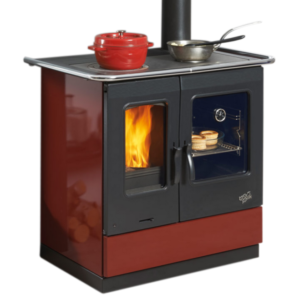 Cuisinière à bois GODIN Armonnie bordeaux, 10.5 kW